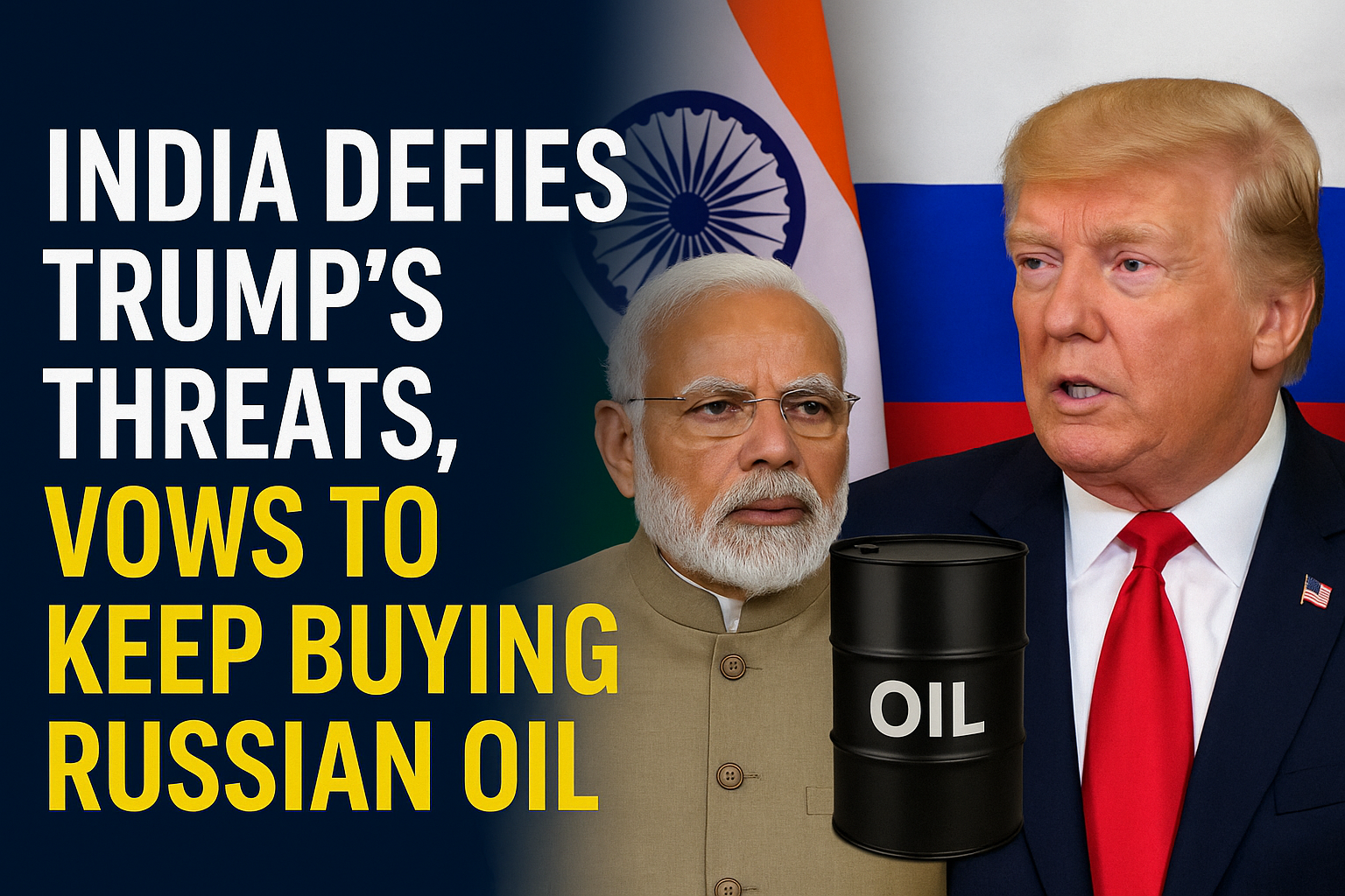 India Defies Trump’s Threats, Vows to Keep Buying Russian Oil